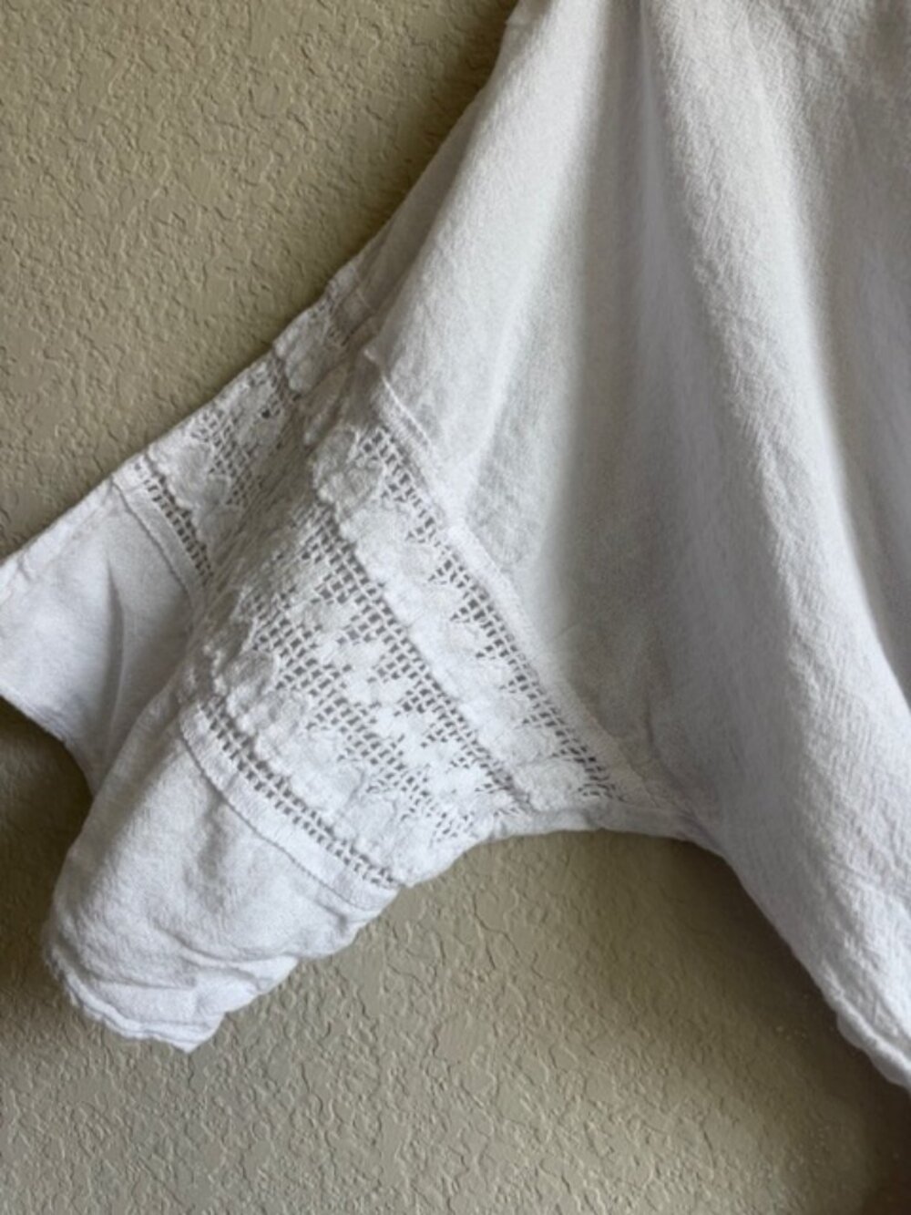 Blanco by Nature Womens White Peru Cotton Tunic Sz Med Crochet Boho Ethereal - Picture 5 of 11